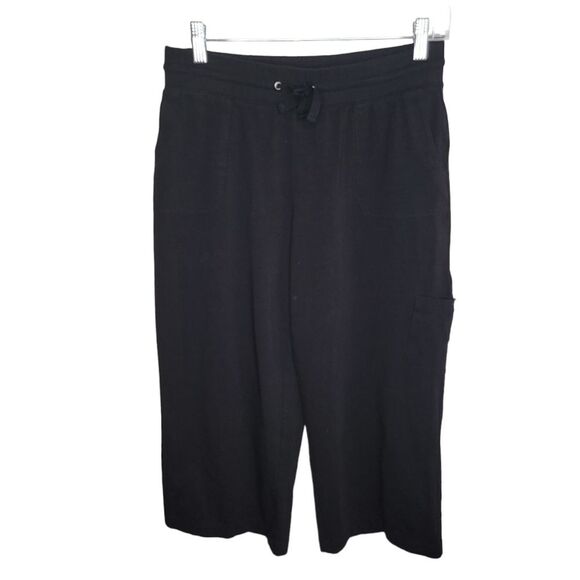 Chico’s Zenergy black knit crop wide leg pants size 0 Small - Picture 1 of 7